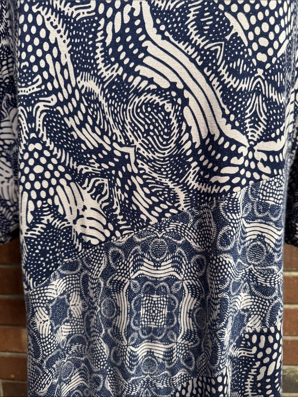 Soft Surroundings Juliette Jersey Navy & Neutral Tile Maxi Dress Size XL - Picture 5 of 11